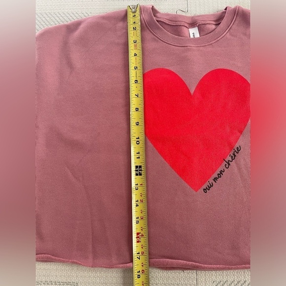 NWOT Heart Cropped Crew Neck Sweatshirt Size Medium - Picture 8 of 8